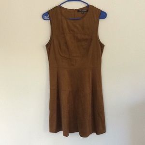 Suede look Paneled Skater Dress